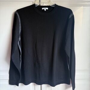 Vintage Murano Collezione Mens XL‎ Black 100% Merino Wool Long Sleeve Sweater